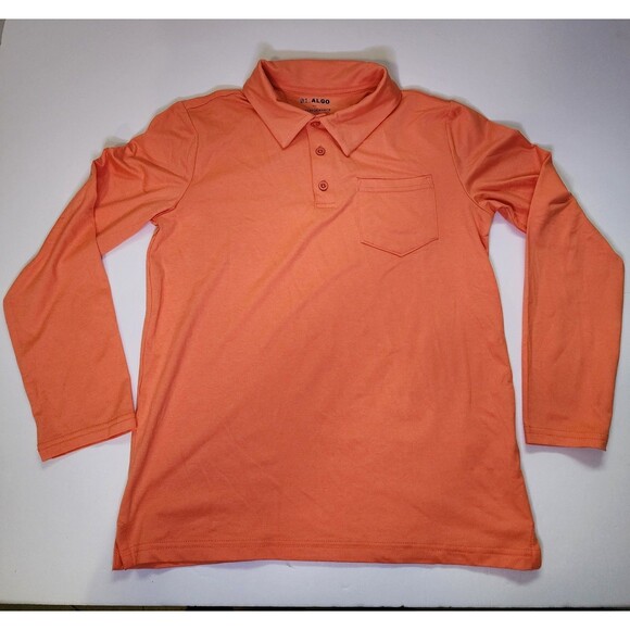 0.1 Algo Shirt Boys M (8-10) Orange Performance Top Collared Chest Pocket - Picture 1 of 9